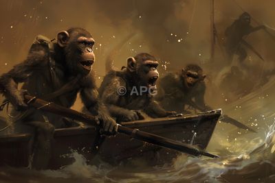 Affen-Krieger in stürmischer Fahrt